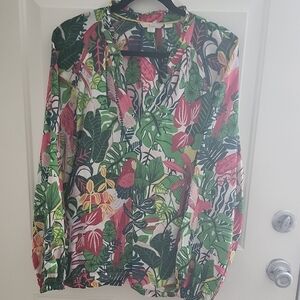 Boden Multicolor Leaf Print Blouse
